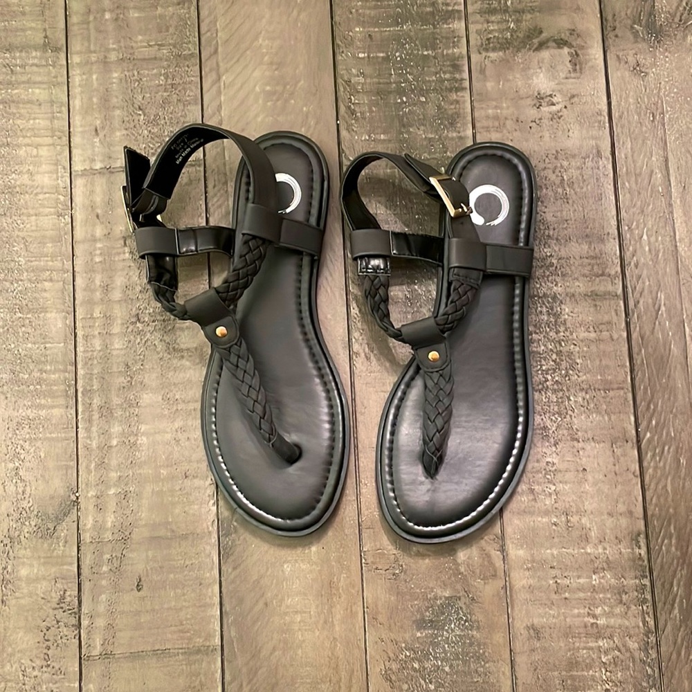 Black braided sandals
